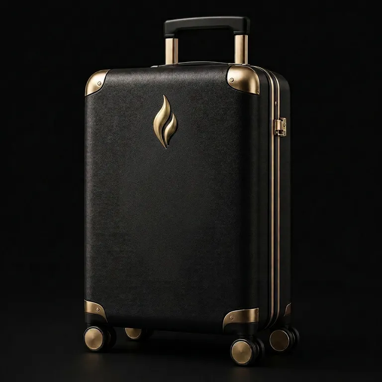 Eterna Lumière black carry-on in a grand Italian train station at dawn